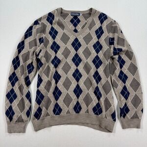 Brooks Brothers Sweater Extra Fine Italiano Merino Wool Argyle Men's XL Knitted